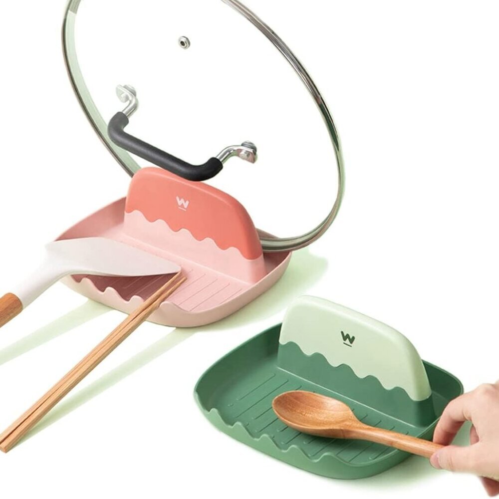 2 Pack Lid and Spoon Rest for Kitchen Counter, Cooking Ladle/Spatula/Spoon Holde